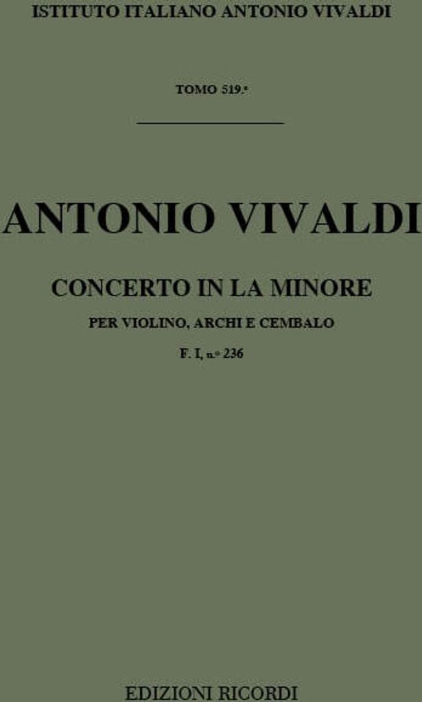 A. Vivaldi Concerti Per Vl., Archi E B.C.: In La Min. Rv 355 Concerti Per Violino