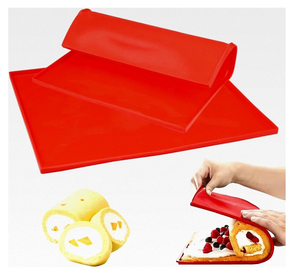 2 Stück Silikon Backmatte, 31 * 26 cm, Antihaftbeschichtet mit Rand, BPA-frei