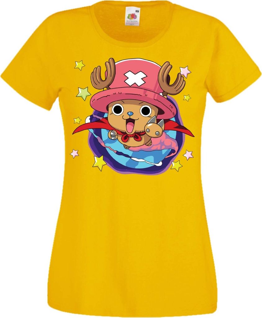 Damen T-Shirt Manga Anime One Manga Piece Anime Tony Tony Chopper, Lady 2XL / Gelb