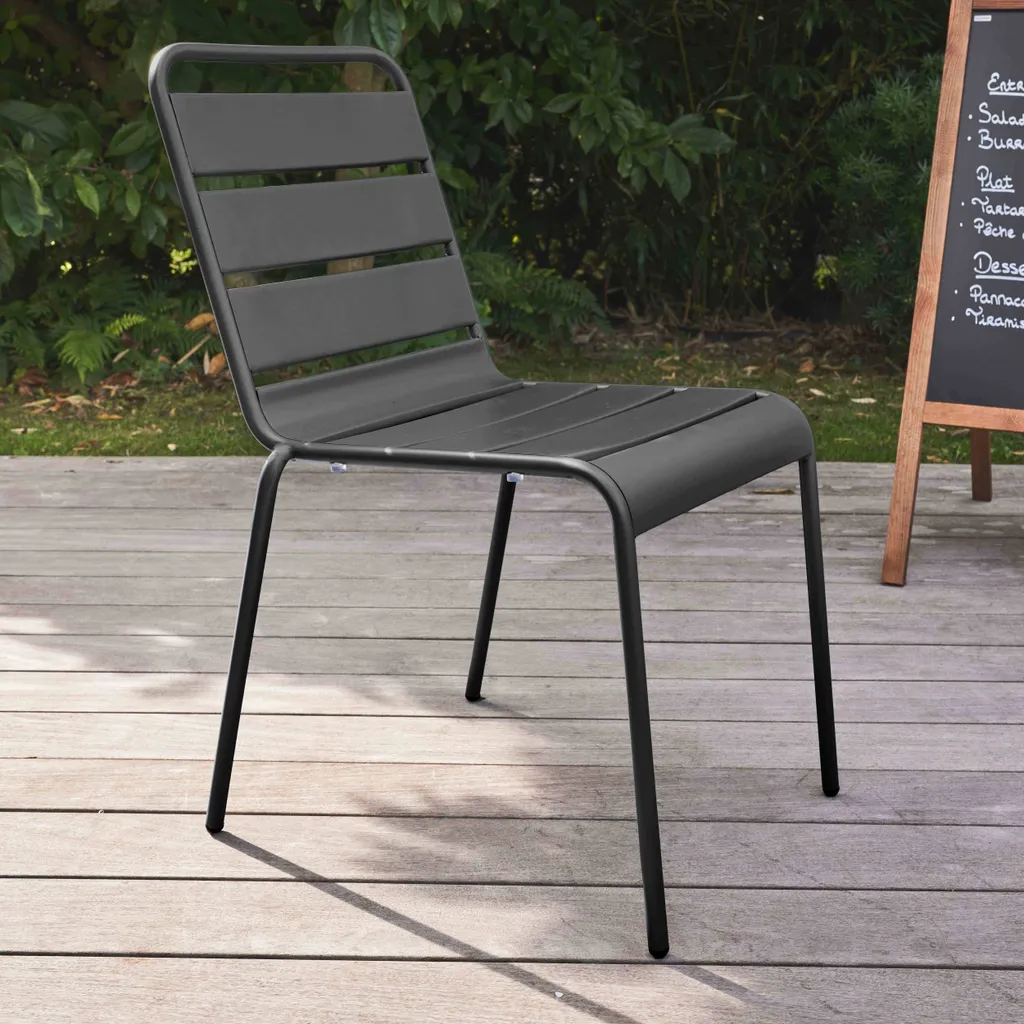 Sedia da giardino in metallo Nero - Oviala Palavas