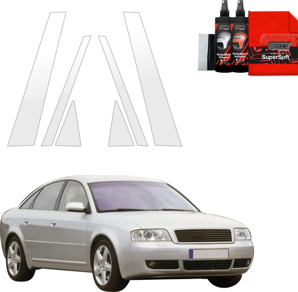 6in1 Schutzfolie für B-C-Säule - Audi A6 C5 Sedan (1997-2004) Grizz Protector