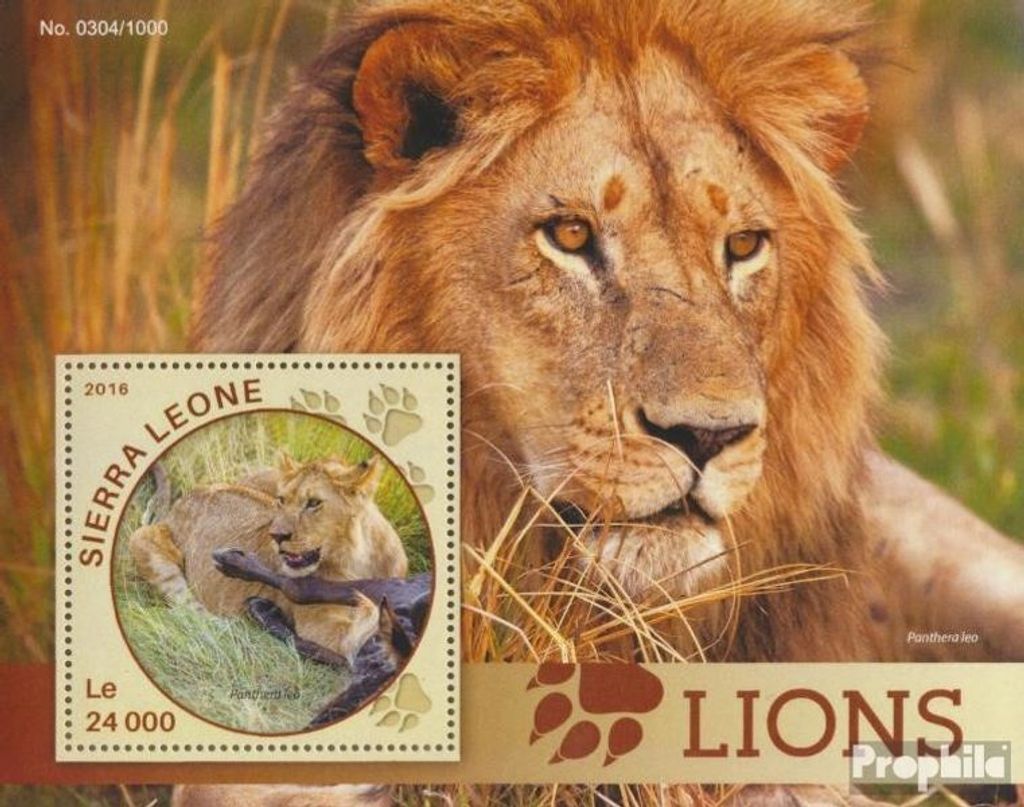 Briefmarken Sierra Leone 2016 Mi Block 913 (kompl. Ausg.) postfrisch Löwen