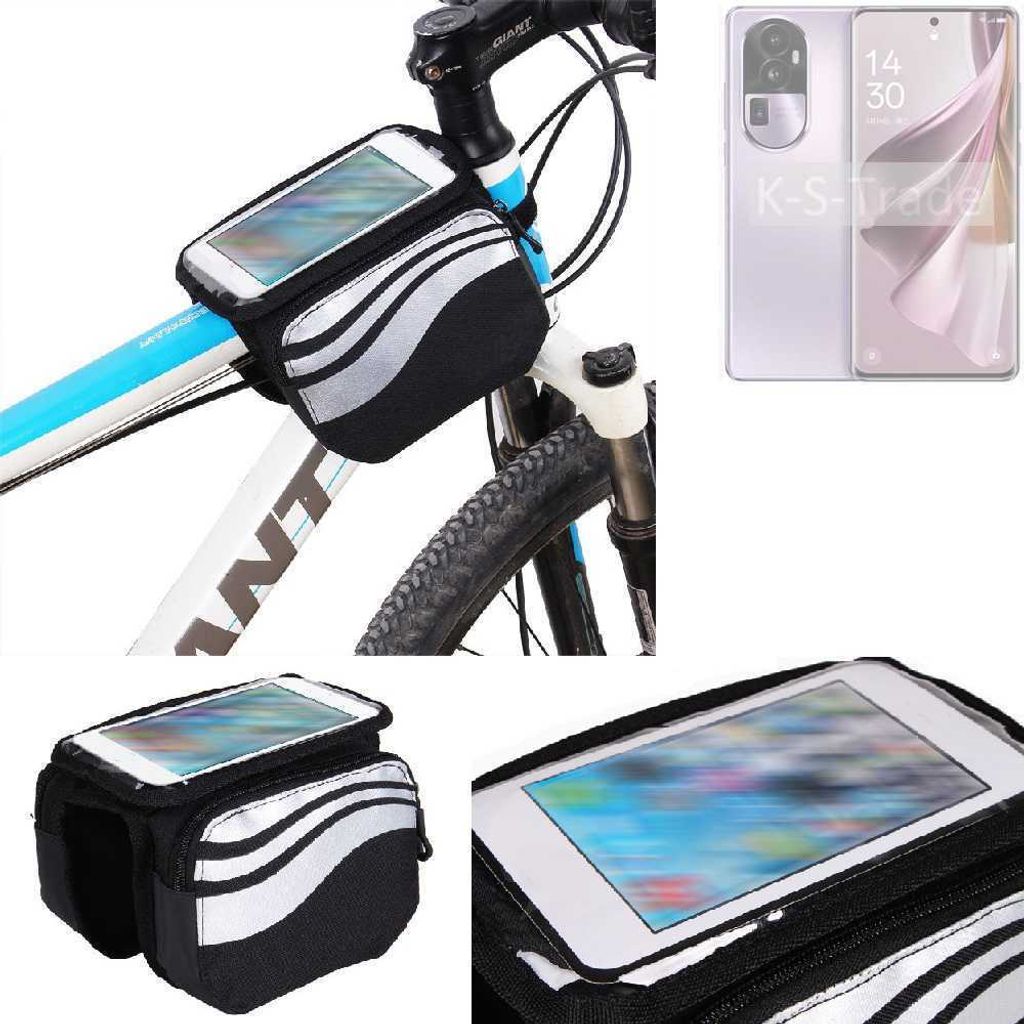K-S-Trade Rahmentasche Fahrrad-Halterung kompatibel mit Oppo Reno10 PHW110 Rahmenhalterung Fahrrad Handyhalterung Fahrradtasche Handy Smartphone