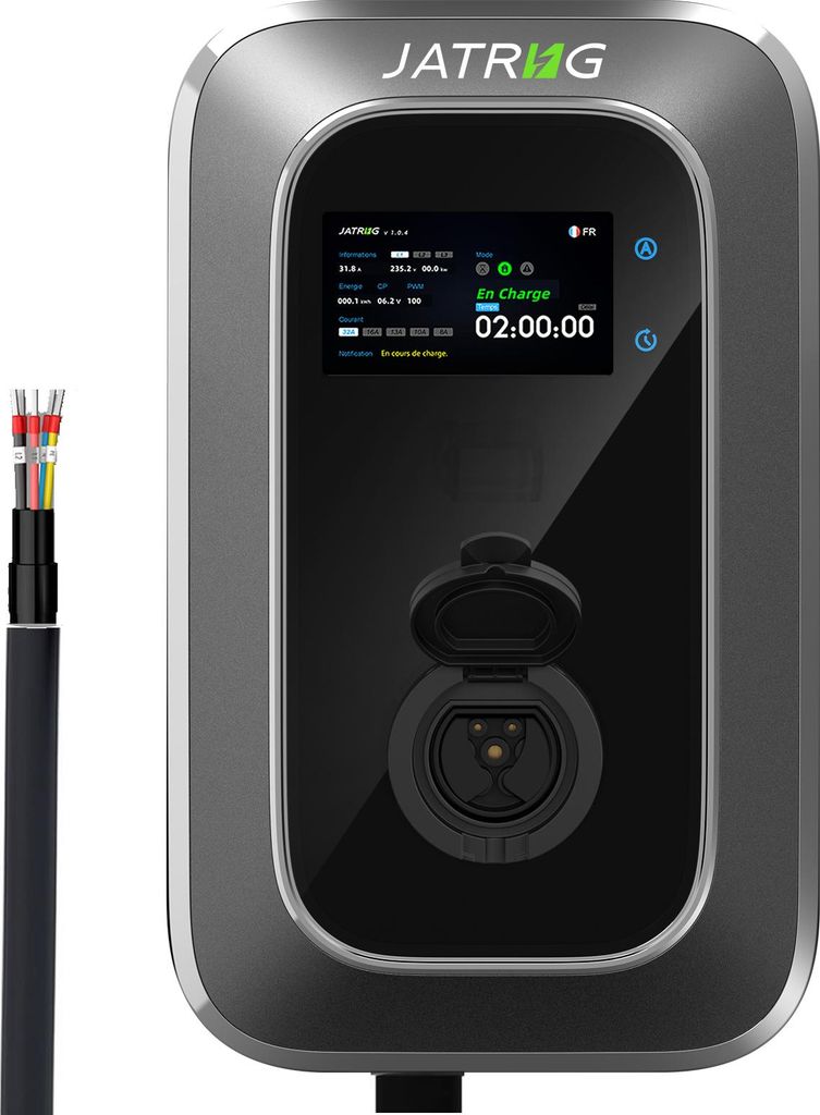 JATRHG S2 Wallbox Ladestation für E-Auto, IP66, mit Typ-2-Steckdose mit Schutzklappen (Shutter-Technologie), 7 kW / 32 A, einphasig