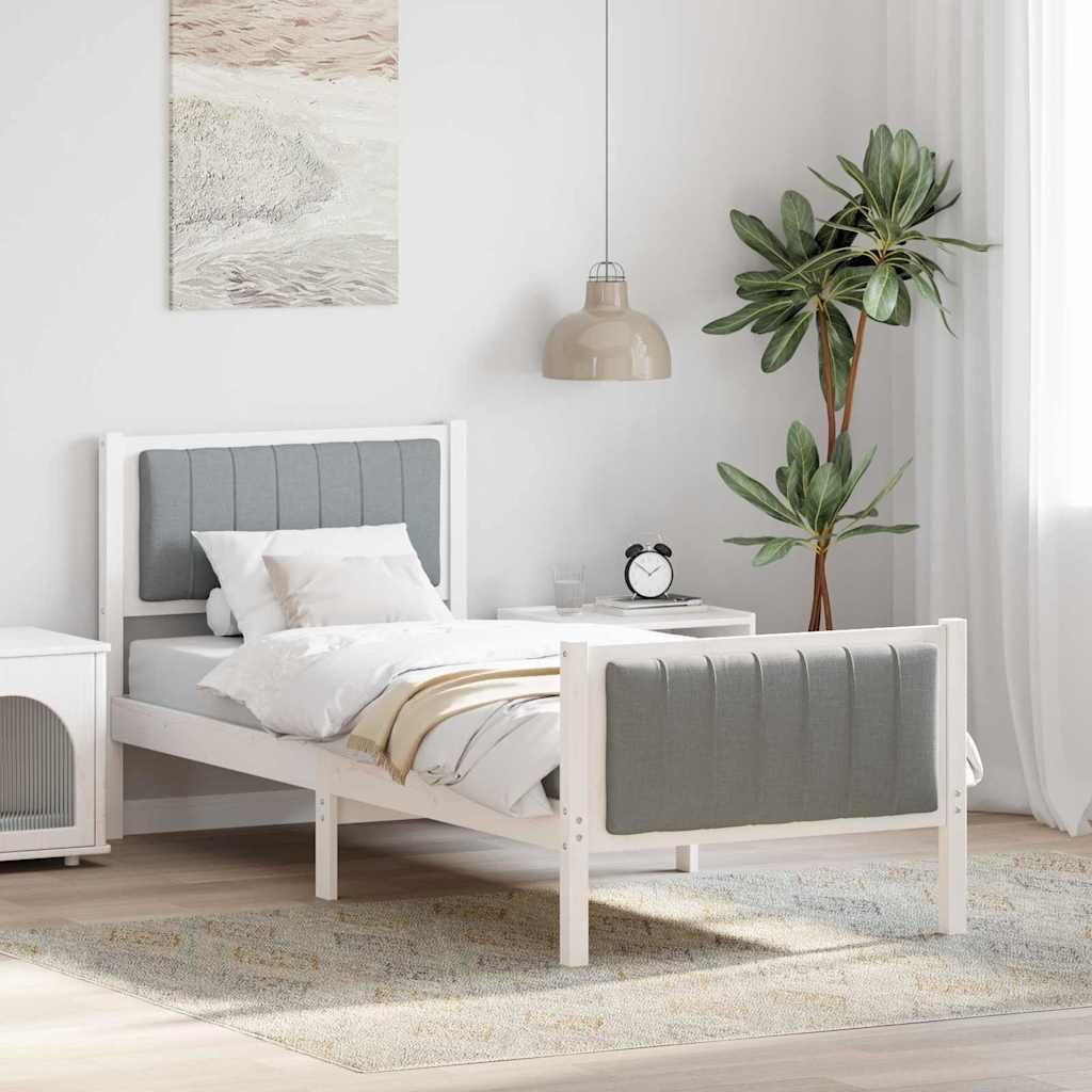 Maison Exclusive - Bettgestell Weiß und Hellgrau 80 x 200 cm Massivholz Kiefer