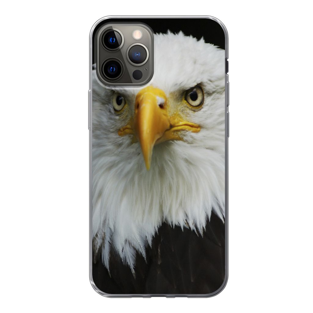MuchoWow Handyhülle Schutzhülle Hülle für iPhone 13 Pro Adler - Schwarz - Weiß Silikon Softcase Handy Hülle - Handy-Tasche