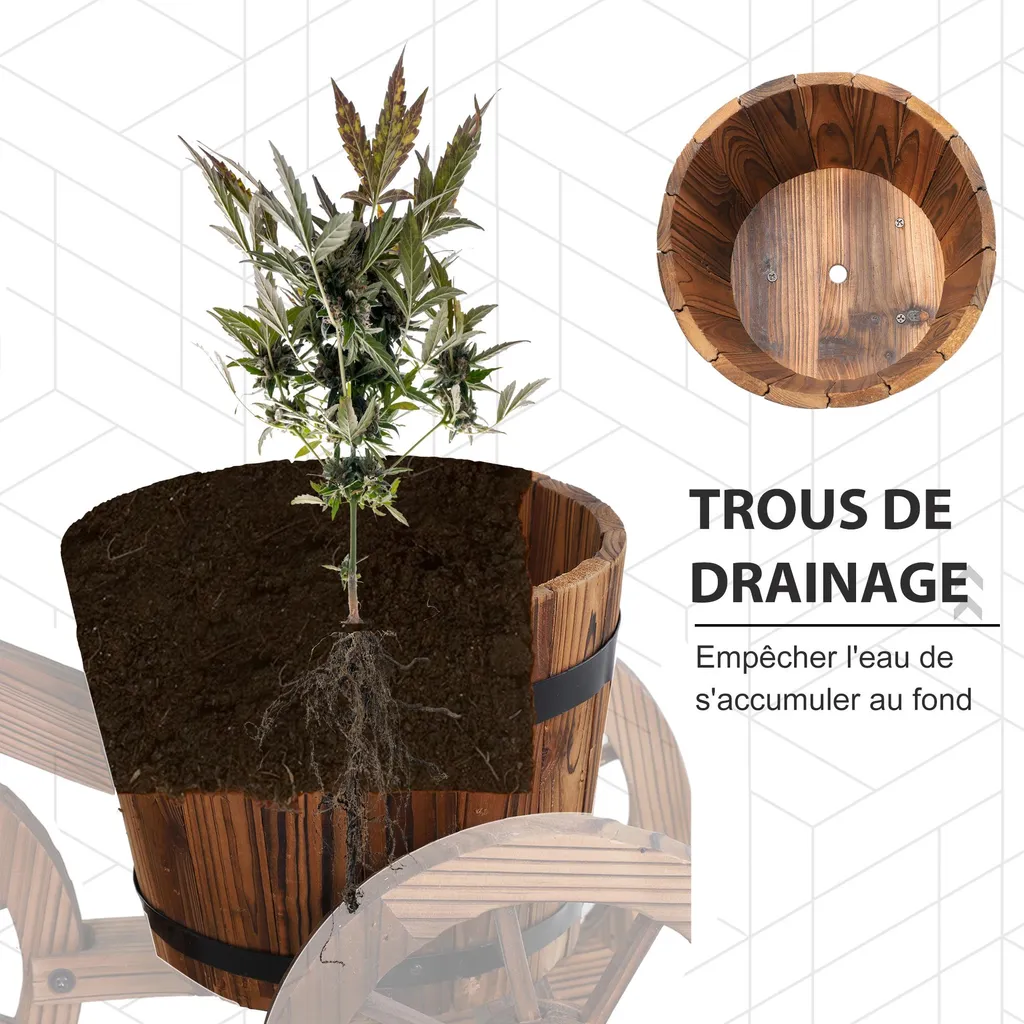 Support de Fleurs pour Décoration Extérieure - Design Tricycle Bois