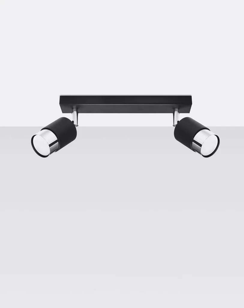 Plafonnier Noir Compact 2 Spots : Solution Éclairage Espaces Faibles - 16