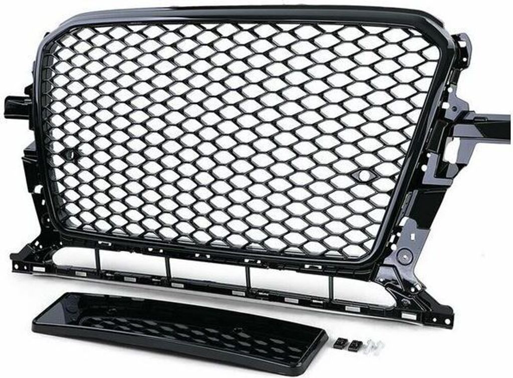 Kühlergrill Sportgrill Waben Schwarz Glanz + PDC Halter für Audi Q5 8R 2012-2016