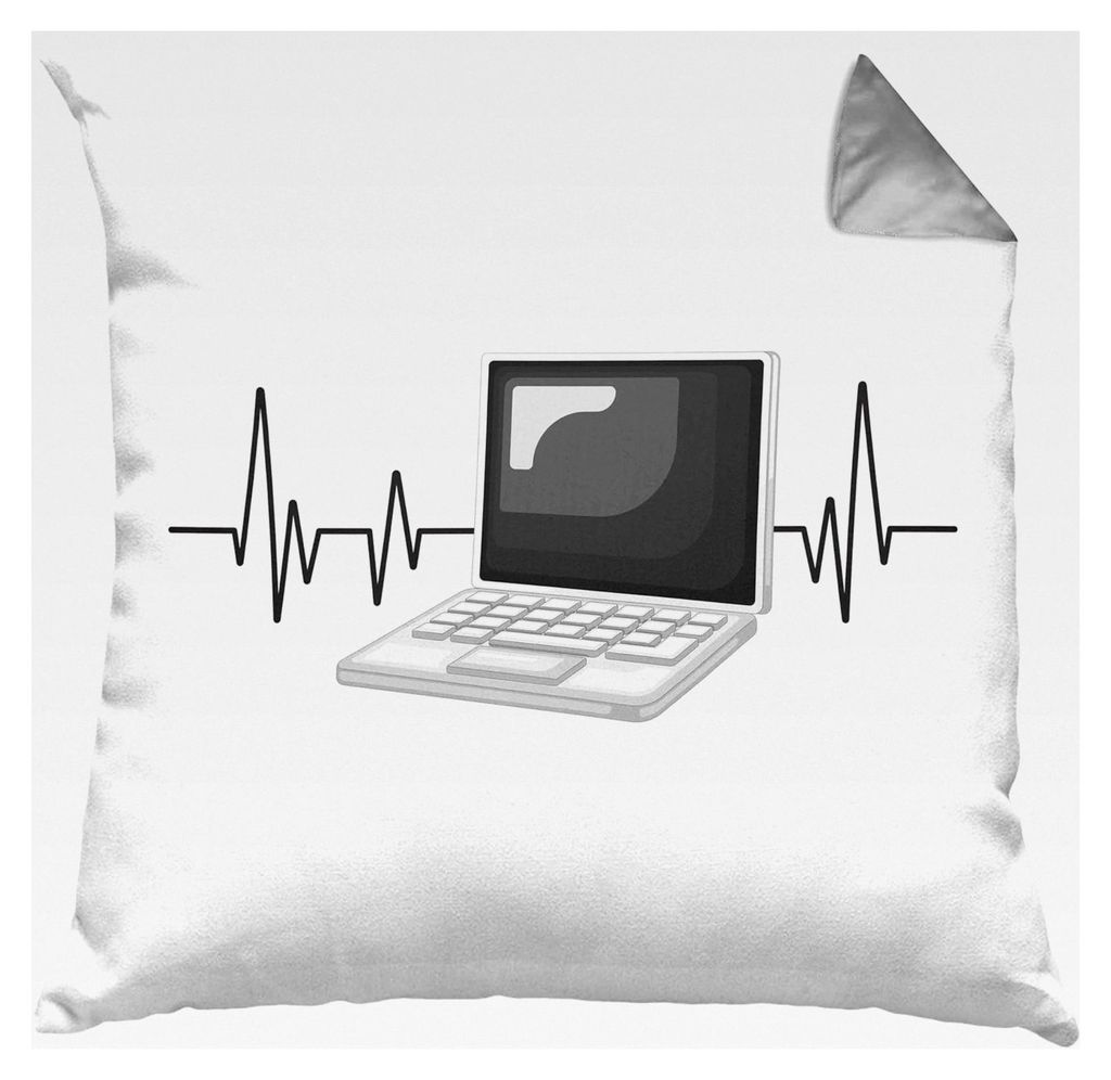 Herzschlag Kissen für Informatiker 40x40 Geschenkidee für IT-Techniker (Grau)