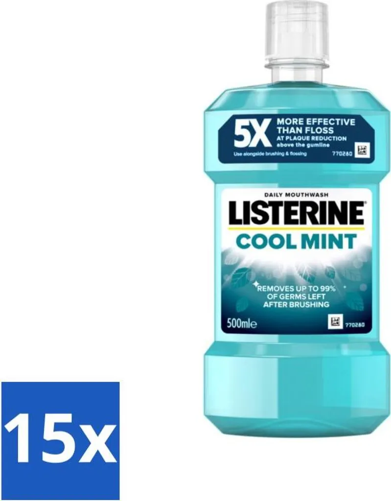 Collutorio Listerine - Menta fresca - Rinfrescante - 500 ml - Confezione risparmio - 15 pezzi