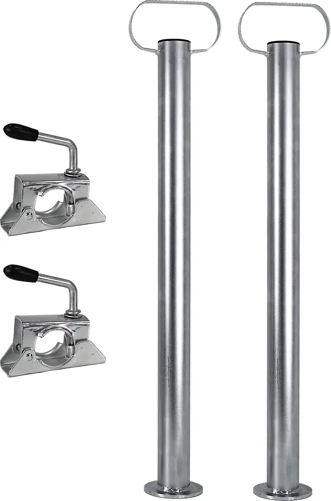 Trucky Set di 2 supporti per rimorchio con morsetto Supporti per rimorchio 300 kg acciaio zincato 600 mm 60 cm regolabili in altezza 48 mm supporti di appoggio