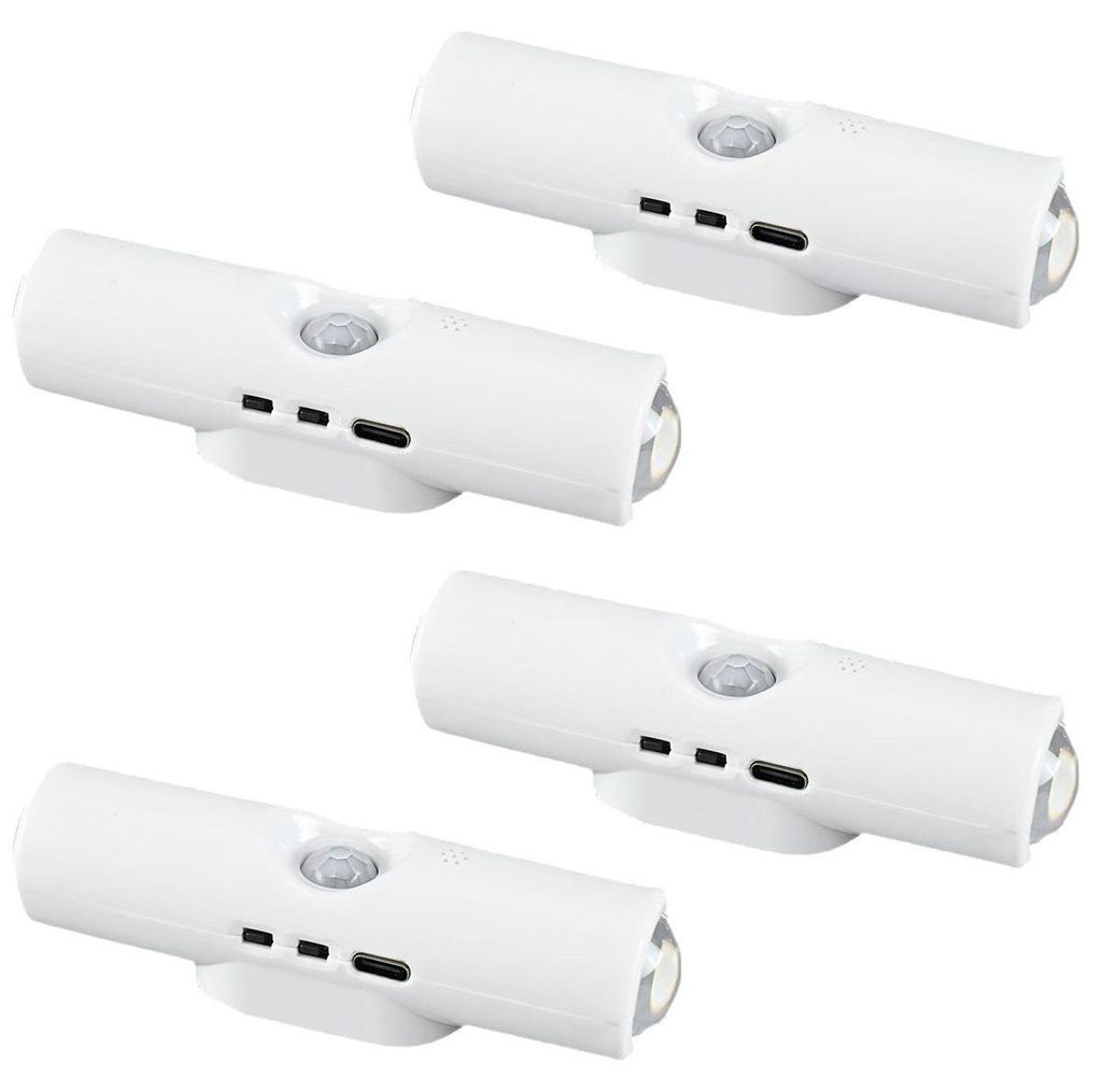 LED Ambienteleuchte 4er Set mit Bewegungssensor, Kabellose Wandleuchten Magnetisch Wiederaufladbar