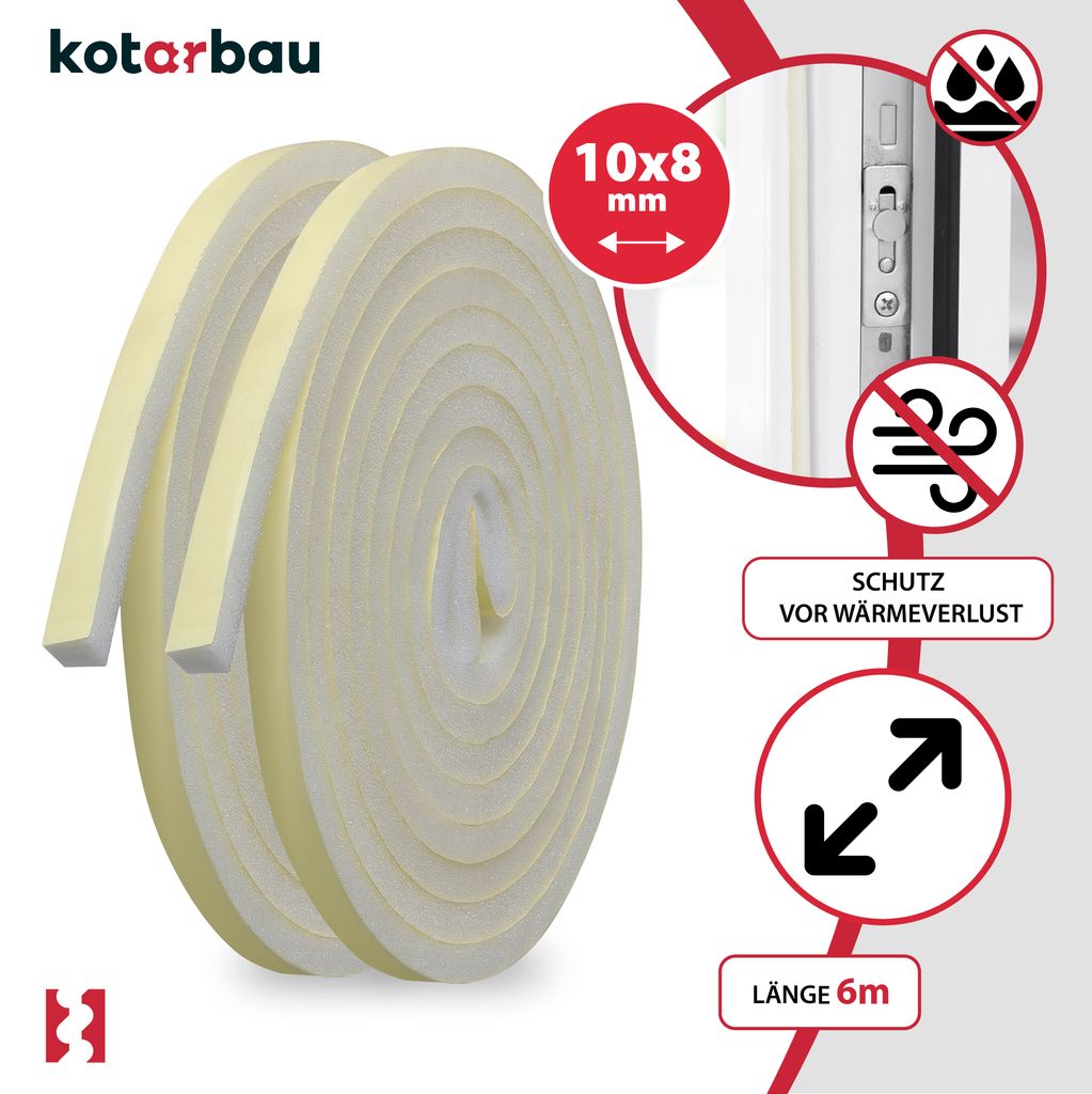 KOTARBAU® 2 St. Dichtungsband Schaumstoff 8x10 mm x 3m Produktbild 4