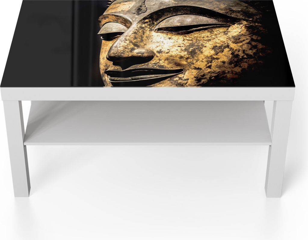 DEQORI Couchtisch 90x55 cm Weiß 'Erhabene Stille' Glas Beistelltisch Glastisch modern