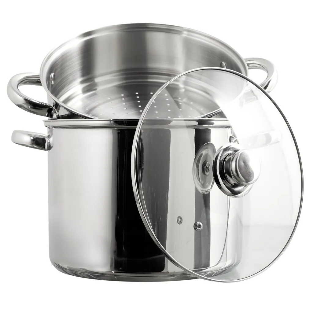 Grande Pentola Vapore Acciaio Inox | Set Cottura Sano 25,5cm