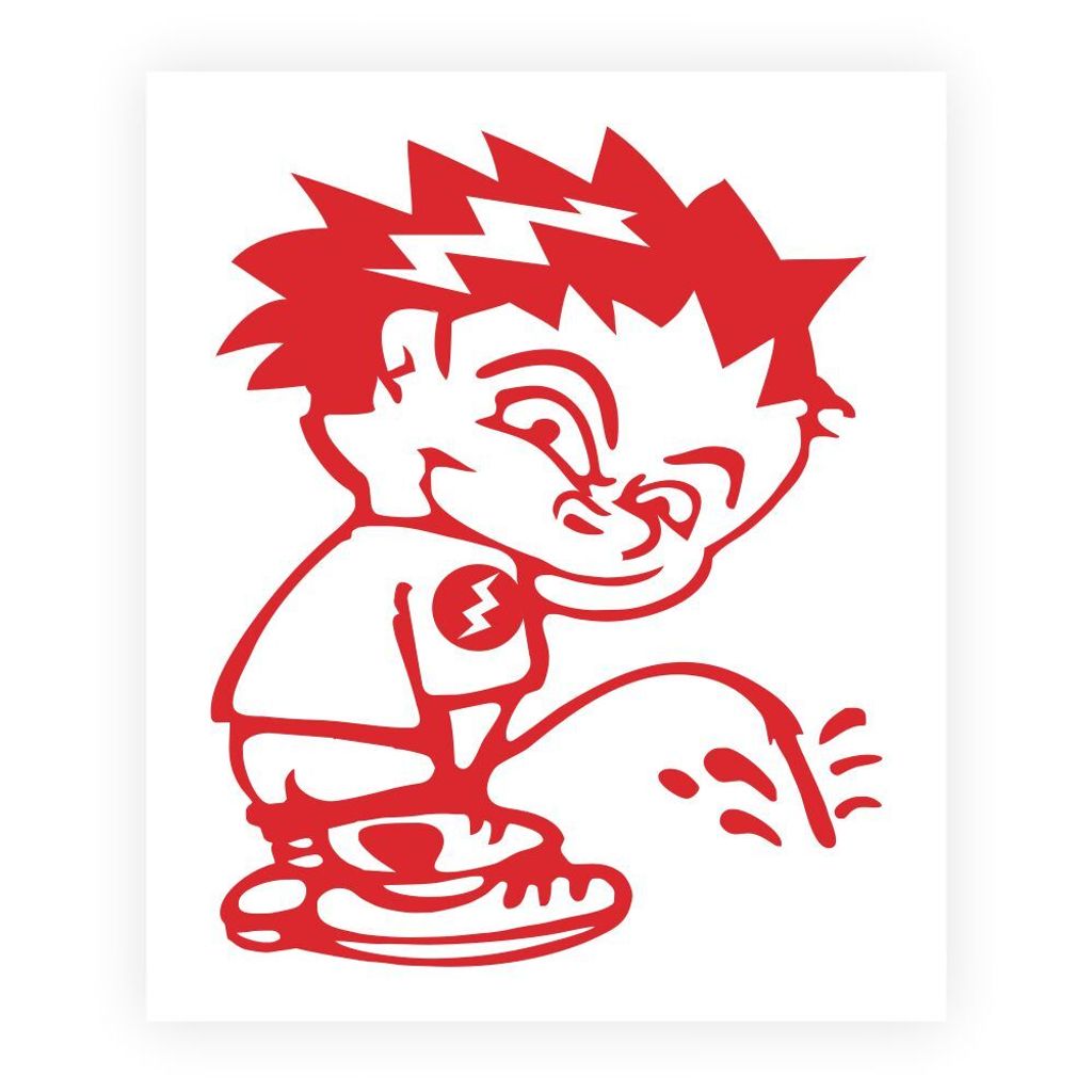 Sticker Aufkleber Monello Pipì Rot 14 x 16 cm