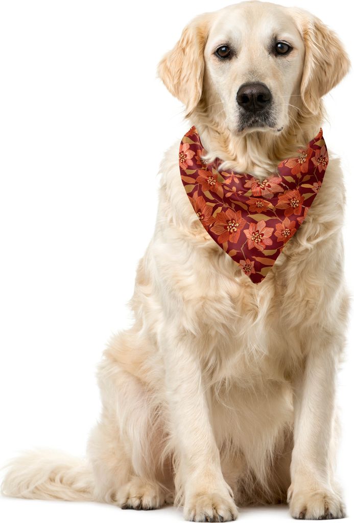 ABAKUHAUS Jahrgang Haustier Bandana, Nostalgische Blumen und Blätter, 40x40 cm, Burgundy Burnt Sienna