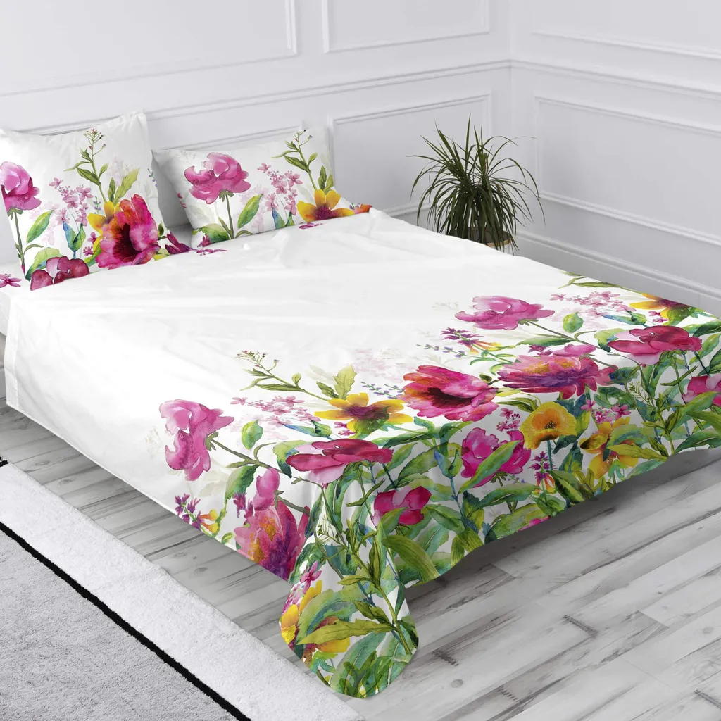 Drap Plat Grande Taille 260x270 cm Cassia 100% Coton Doux pour Lit XL