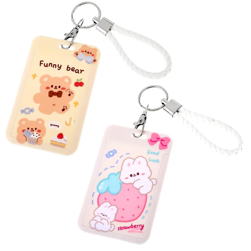 Étui pour cartes d'albums d'idoles avec porte-clés lapin et ours mignon