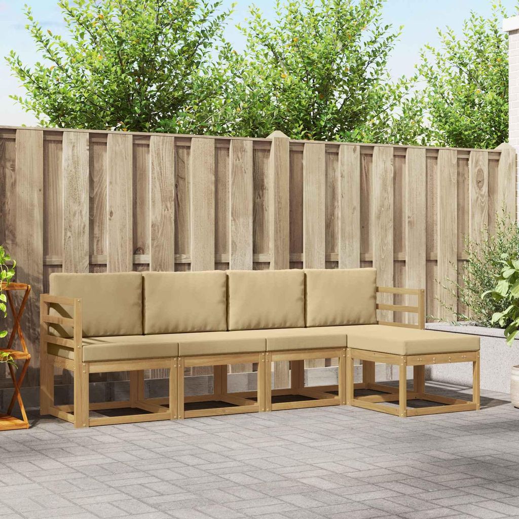 Möbel Outdoor-Sofagarnitur mit Kissen 5 pcs Weiß und BeigeGartensofas - Gartensofas c3056