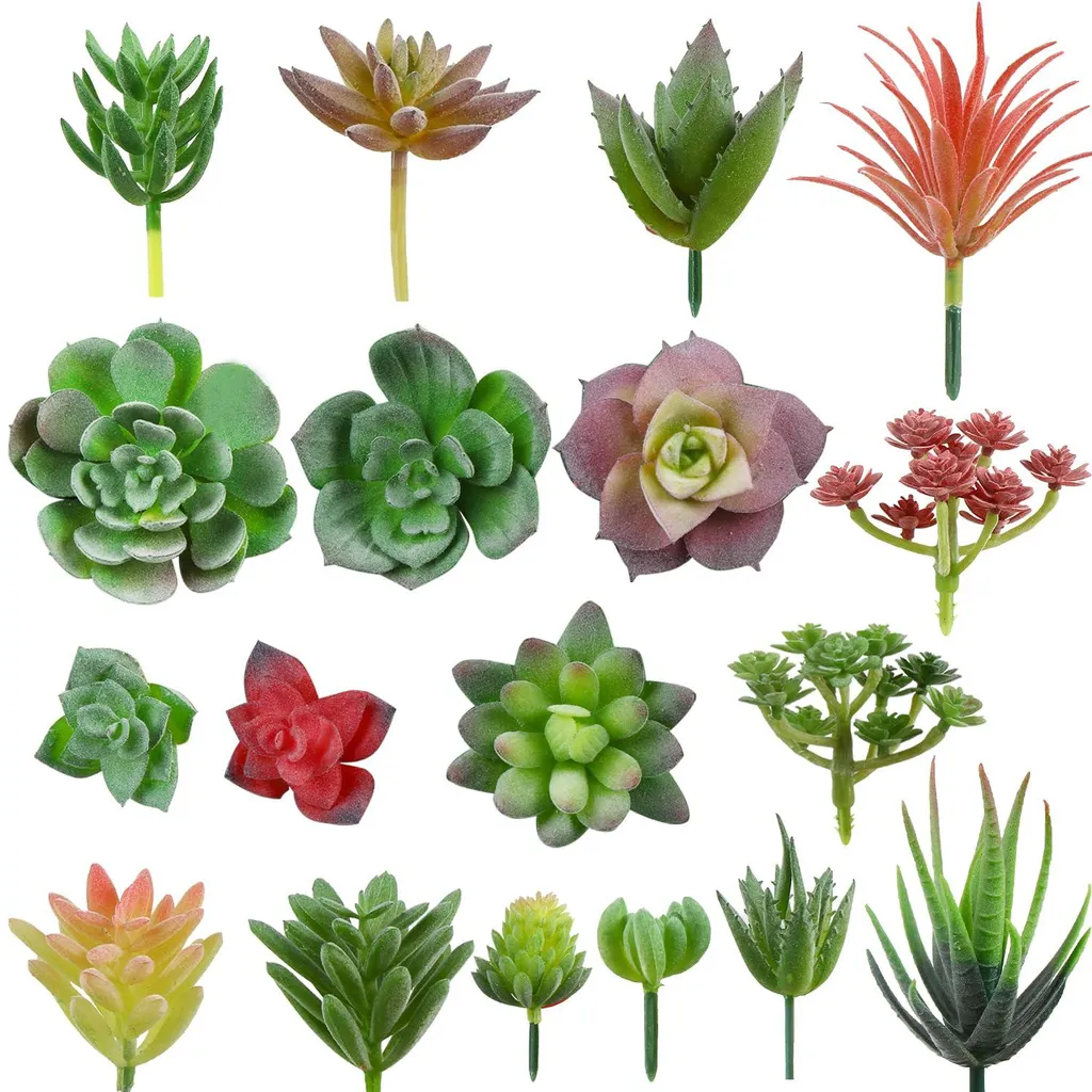 Mini Succulentes Artificielles 18pcs : Texture Velours Vert Naturel