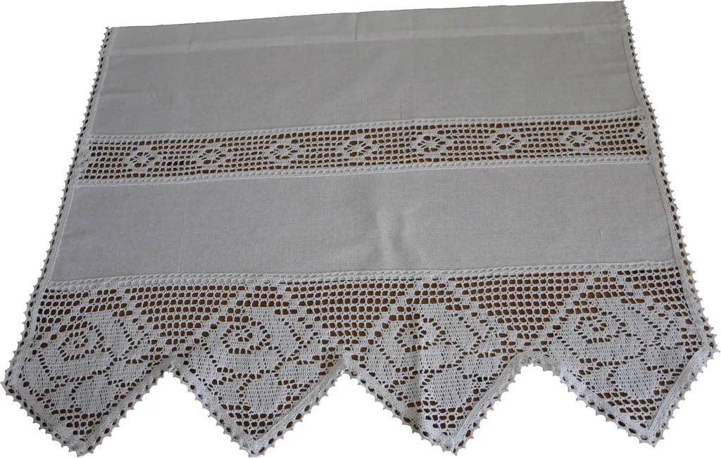 Rideau blanc lisse avec dentelle au crochet 70x200 cm chic et élégant