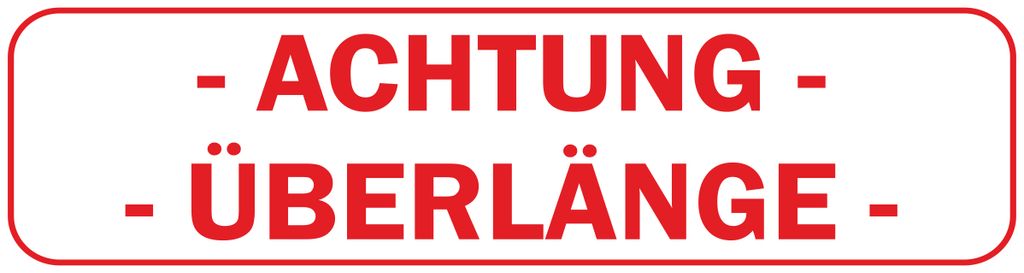INDIGOS UG - Magnetschild "ACHTUNG ÜBERLÄNGE" 30 x 8 cm - Magnetfolie für Auto / LKW / Truck / Baustelle / Firma
