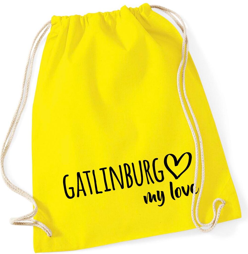Huuraa Turnbeutel Gatlinburg my love 12 Liter Yellow Baumwolle Rucksack Geschenkidee