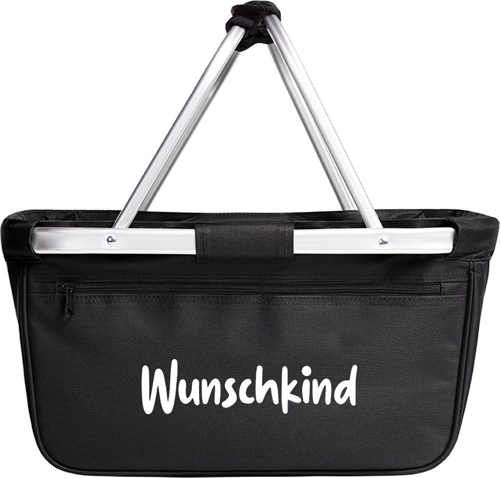 Huuraa Einkaufskorb Wunschkind Schriftzug 20 Liter Black faltbarer Tragekorb Geschenkidee