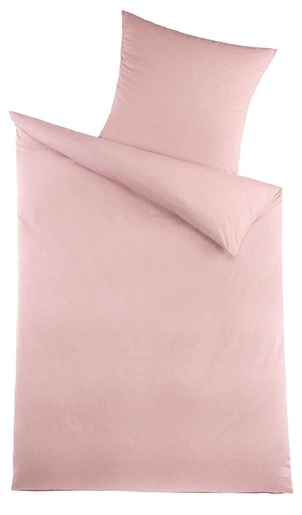 Bettwäsche Baumwolle Chambray Uni Rosa 135x200 80x80cm: 4tlg.
