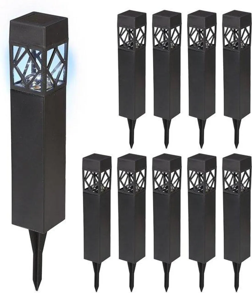 Éclairage extérieur LED noir avec détection de mouvement - Lot de 10