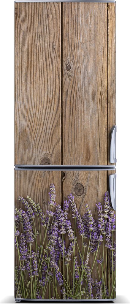 Tulup Kühlschrankdekoration - Magnetmatte - 60 cm x 180 cm - Magnet auf dem Kühlschrank - Lavendel Auf Holz