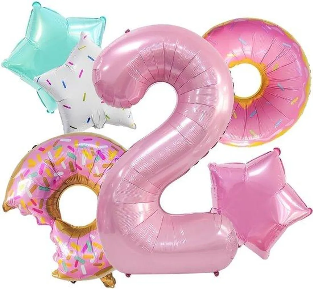 Ballon 2 ans rose aluminium : déco durable et facile - Pack de 6 pcs