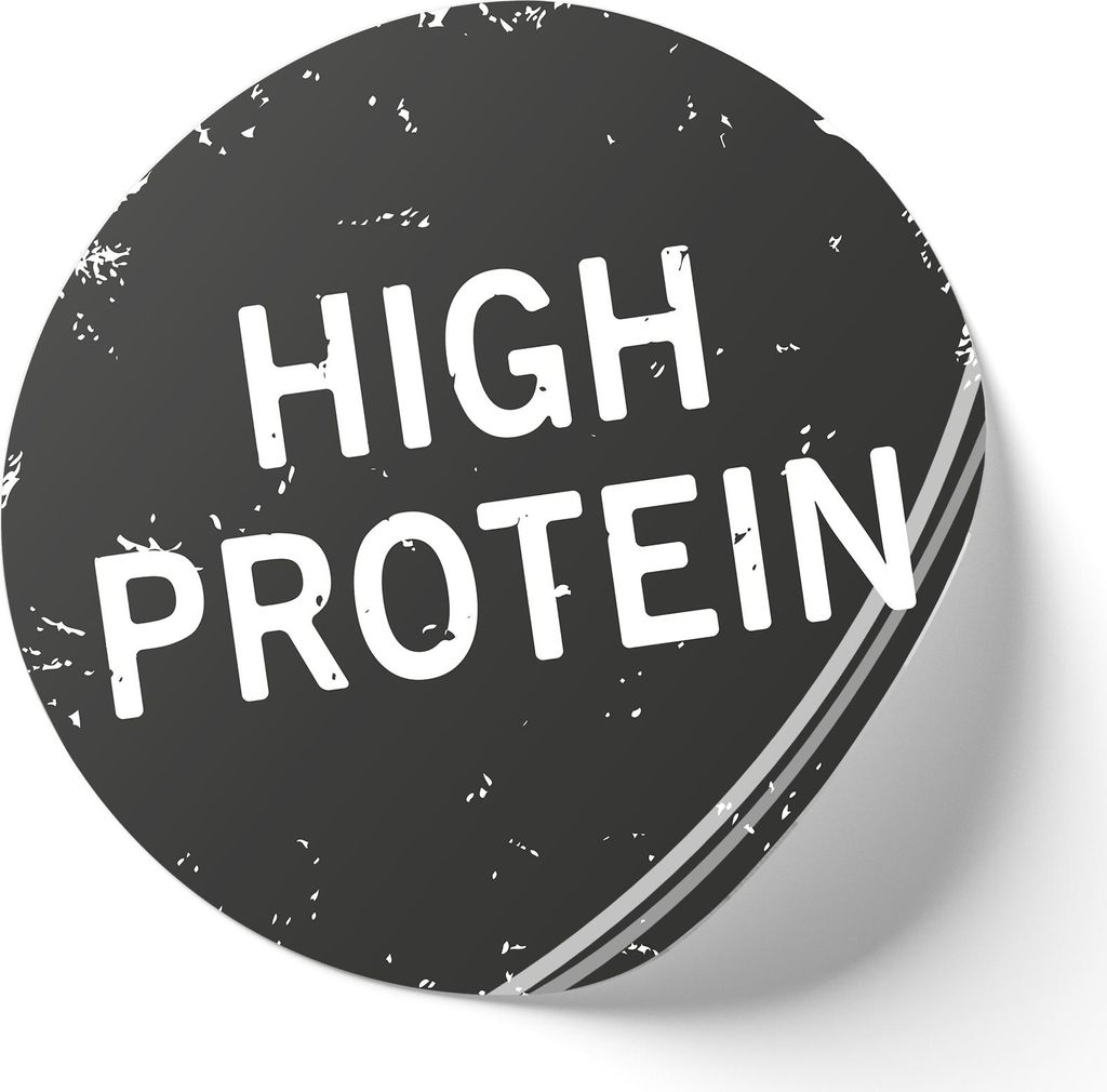 500er Set Aufkleber "High protein" rund je 2cm Lebensmittel Kennzeichnung Beschriftung Etiketten f. Küche Gastro Party Catering R002