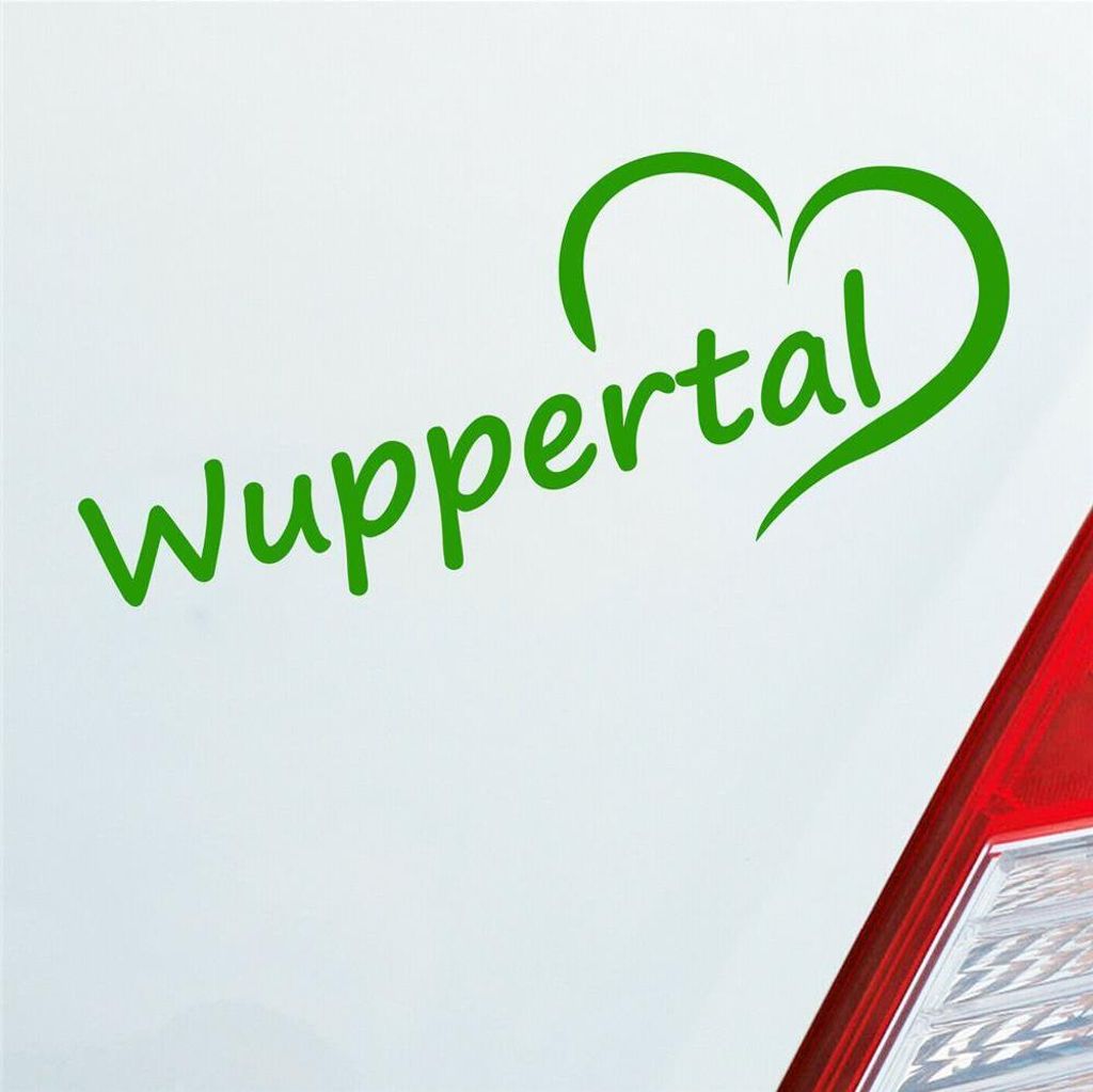 Auto Aufkleber Wuppertal Herz Stadt City Liebe Love Heart 19,5x8 cm Hellgrün Sticker Heckscheibenaufkleber