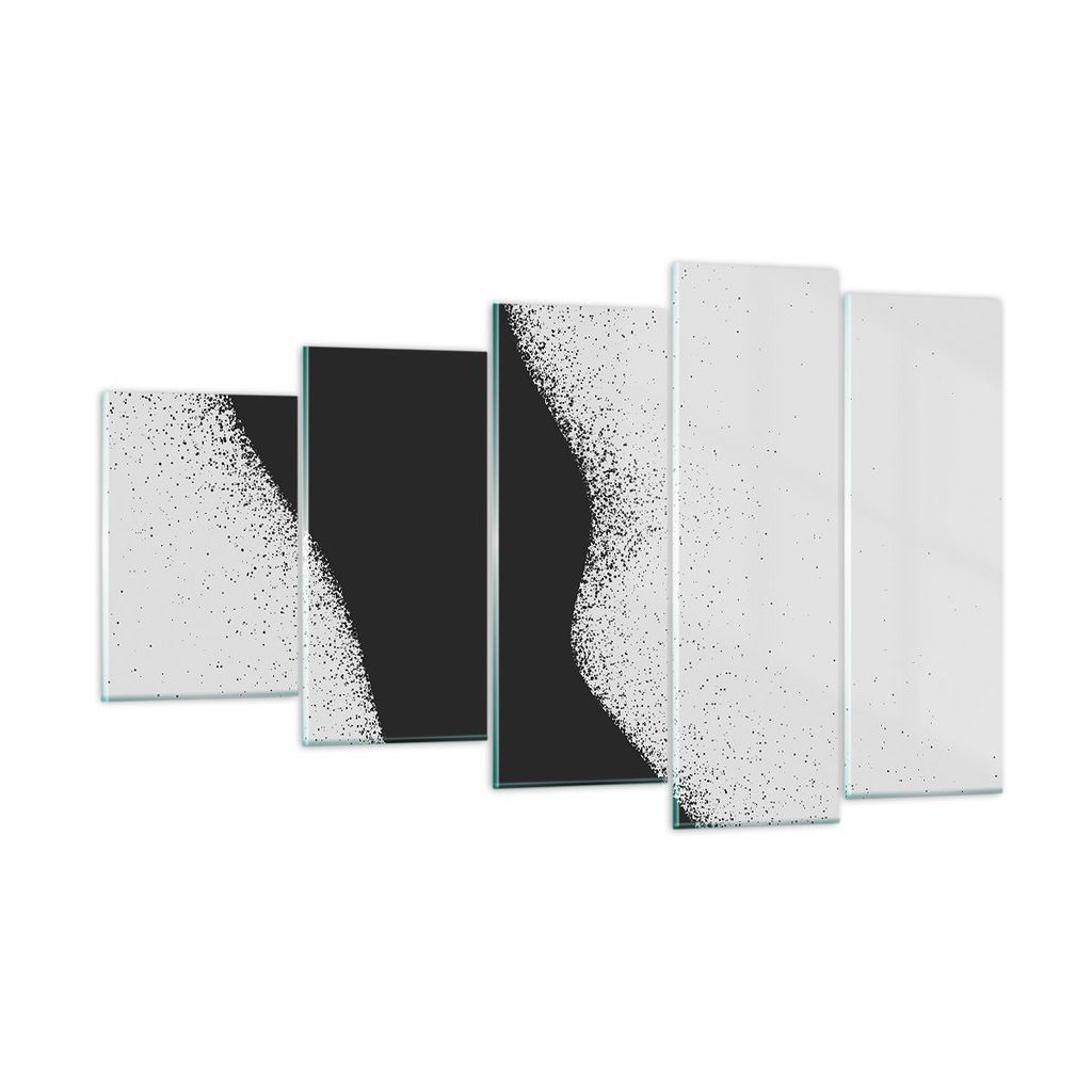 Bilder auf glas - 5 Teile - Schwarz Staub Weiß - 100x60cm - Glasbilder - Wandbilder - Bilder - zum Aufhängen bereit - Wanddekoration aus Glas - G...