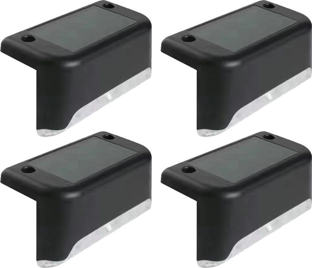 Solar-Terrassenleuchten, 4er-Pack, schwarze, wasserdichte LED-Stufenbeleuchtung für Treppen, Terrassen und Wege,White light