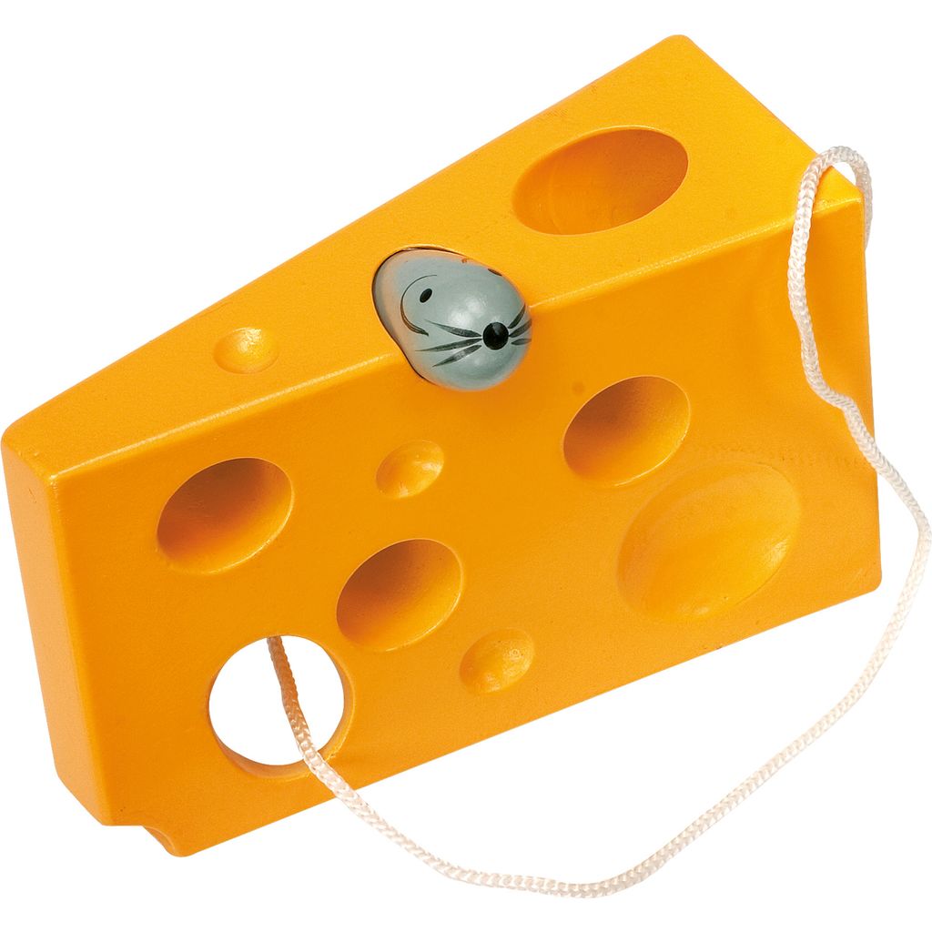 Fädelspiel Käse und Maus, gelb
