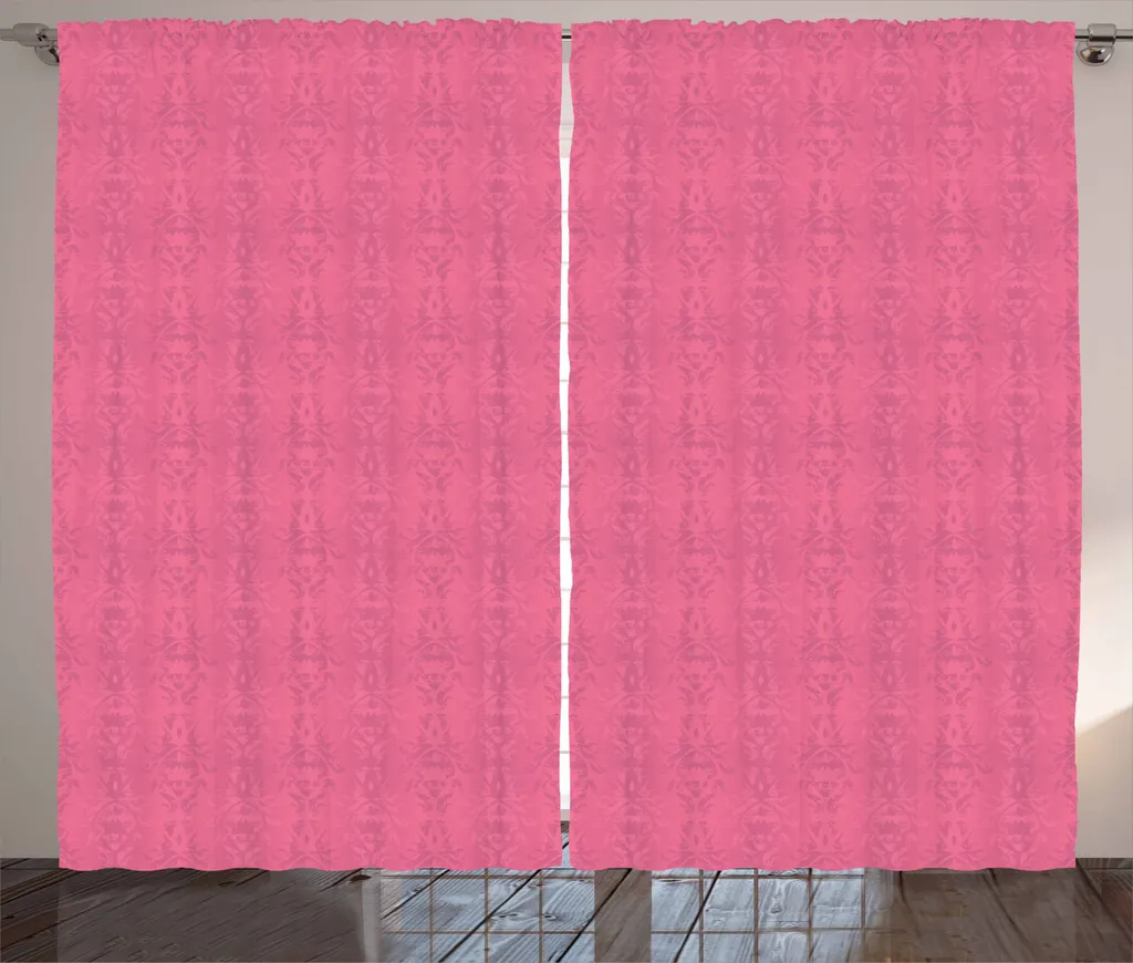 ABAKUHAUS Tenda rustica in damasco, motivo floreale barocco, tenda con passanti e ganci per camera da letto, 280 x 245 cm, rosa pallido Rosa essiccata