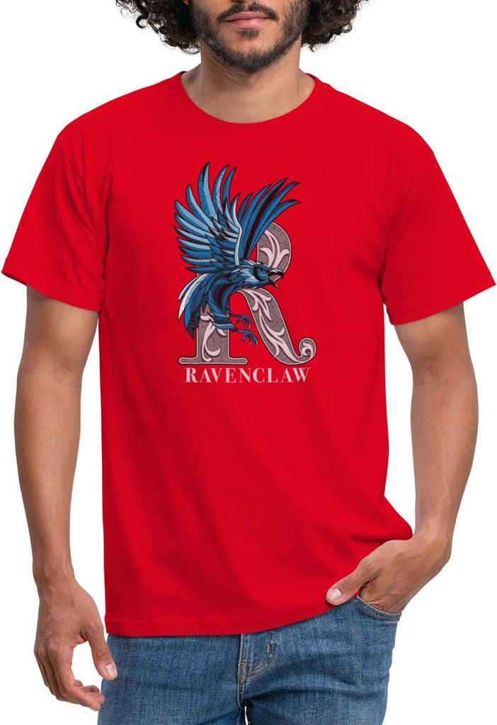 Spreadshirt Harry Potter Ravenclaw Silver Monochrom Männer T-Shirt, S, Rot
