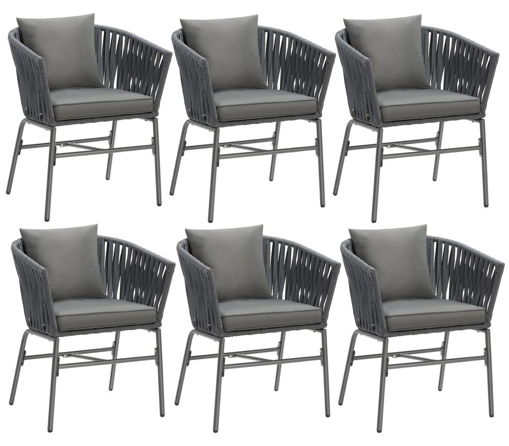 Ensemble de chaises VALEIRAS effet corde tressée - Lot de 6 Image du produit 