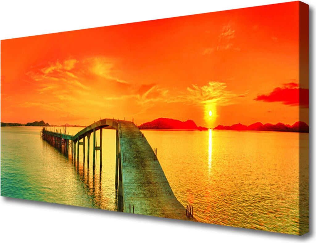 Tulup Leinwand-Bilder 100x50 Wandbild Canvas Kunstdruck Brücke Meer Architektur