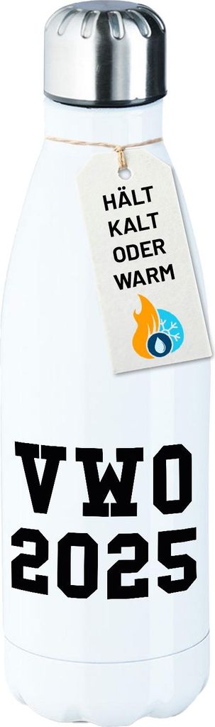 Huuraa Trinkflasche VWO 2025 Abschluss Niederlande 500ml White Edelstahl Wasserflasche Trinkflasche Geschenkidee