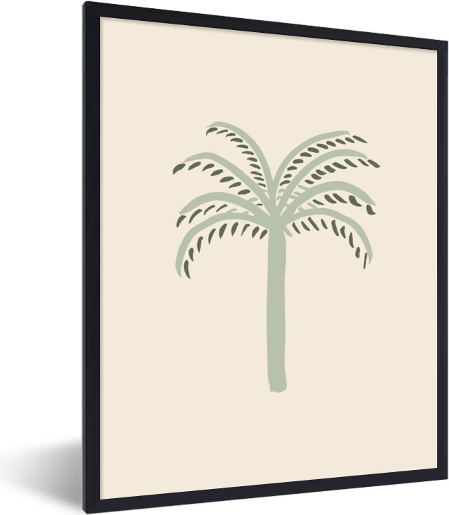 MuchoWow Gerahmtes Poster Palme - Natur - Grün - Minimalismus 60x80 cm - Poster mit Schwarzem Bilderrahmen Wandposter Rahmen Foto Bilder - Premi...