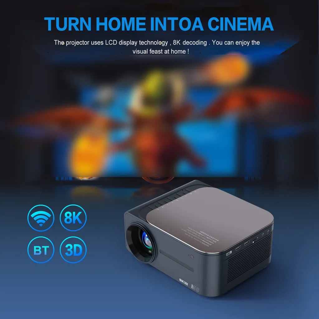 Vidéo-projecteur M8 intelligent HDR WiFi bi-bande et Bluetooth 5.0 - 6