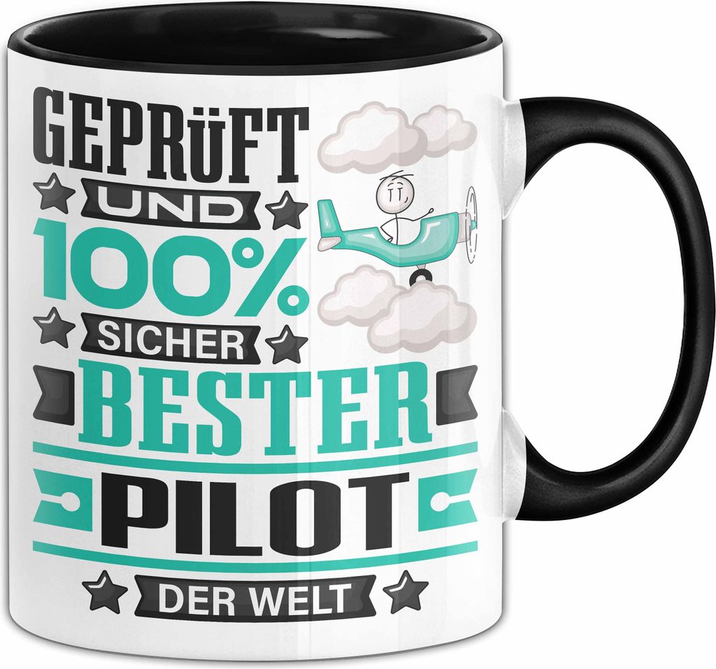 Pilot Geschenk Lustiger Spruch für Pilot Geschenkidee Bester Pilot Der Welt (Schwarz)