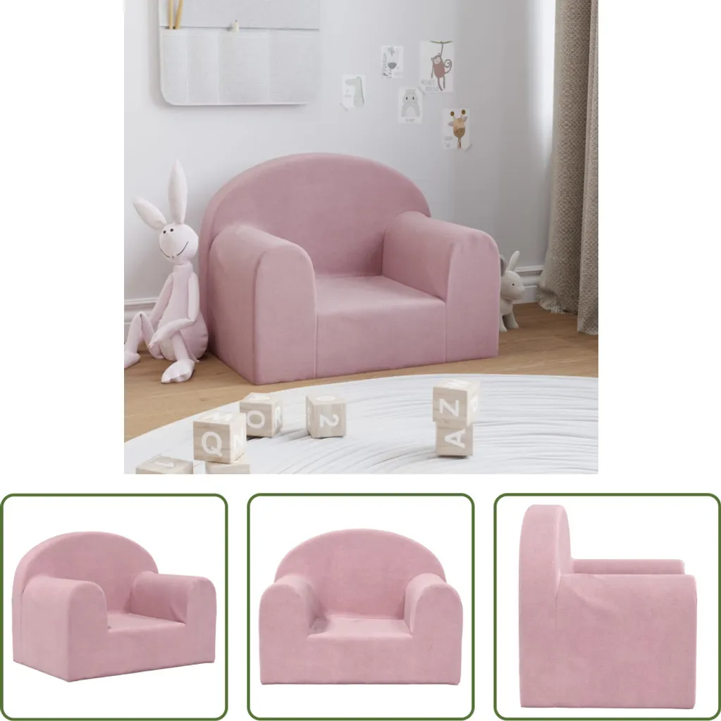 The Living Store Divano per Bambini Rosa Peluche Morbido | Shop Online
