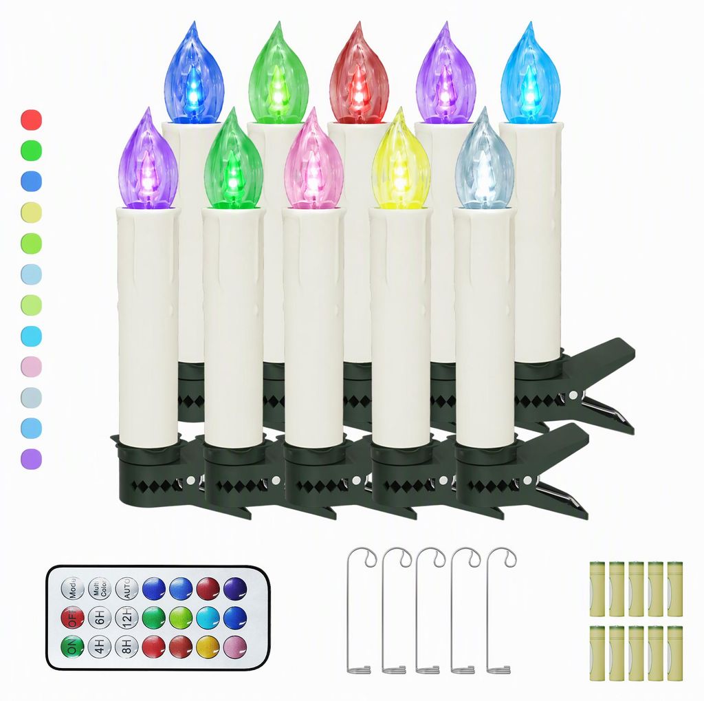 LILIIN 30x LED Weihnachtsbaumkerzen Kabellos Farbiges Produktbild 