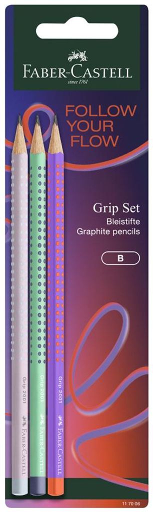 FABER-CASTELL Bleistift GRIP 2001 Flow Edition 3er Blister